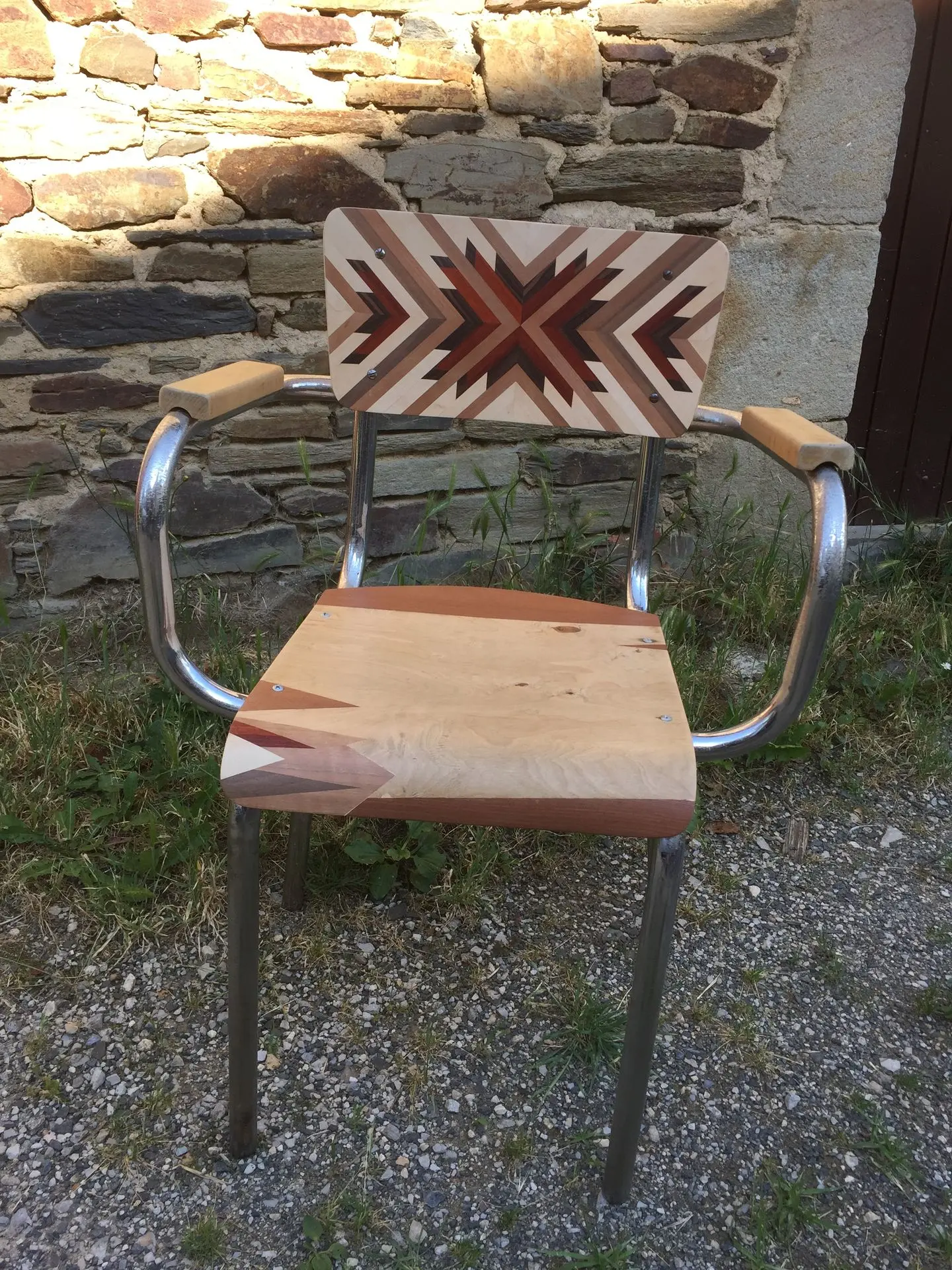 chaise après restauration, marqueterie