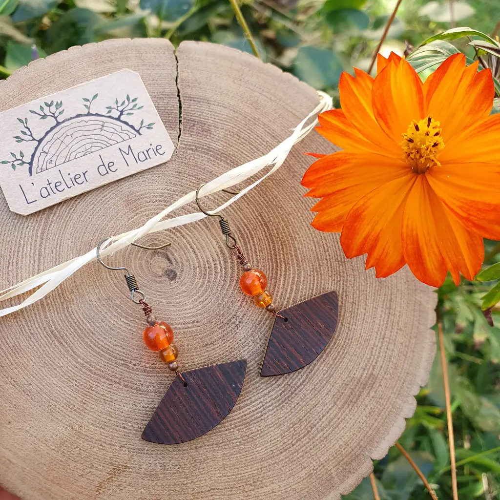 Boucles d'oreilles en bois - palissandre