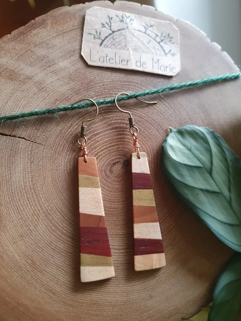 Boucles d'oreilles en bois - longues 