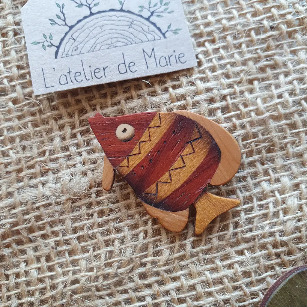 Broche en marqueterie - Poisson