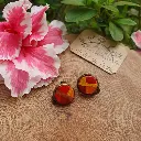 Boucles d'oreilles puces - clips - marqueterie