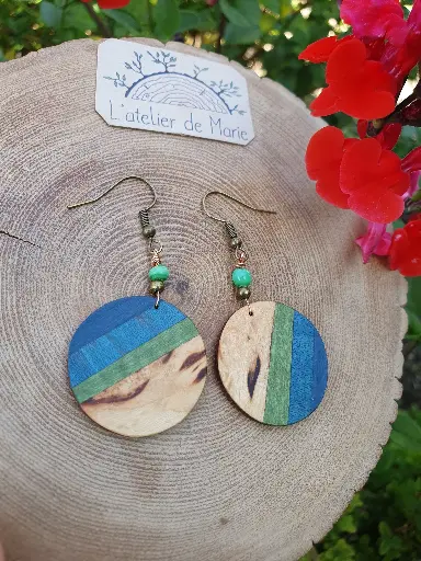 [BOM - 0017] Boucles d'oreilles ronde en bois 