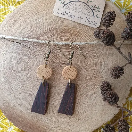 [BOS - 0013] Boucles d'oreilles en bois - palissandre et bambou