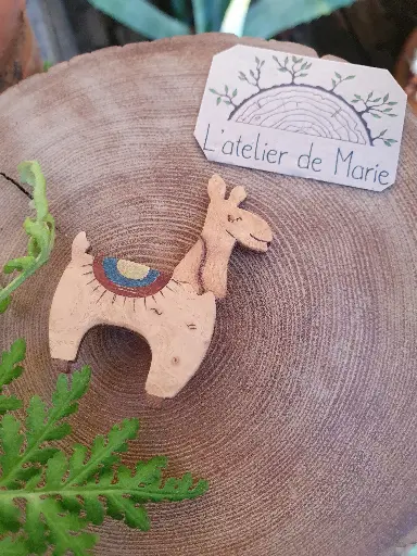[BM - 0032] Broche marqueterie - Lama