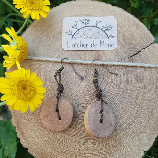 [BOB - 0015] Boucles d'oreilles en bois - noisetier 